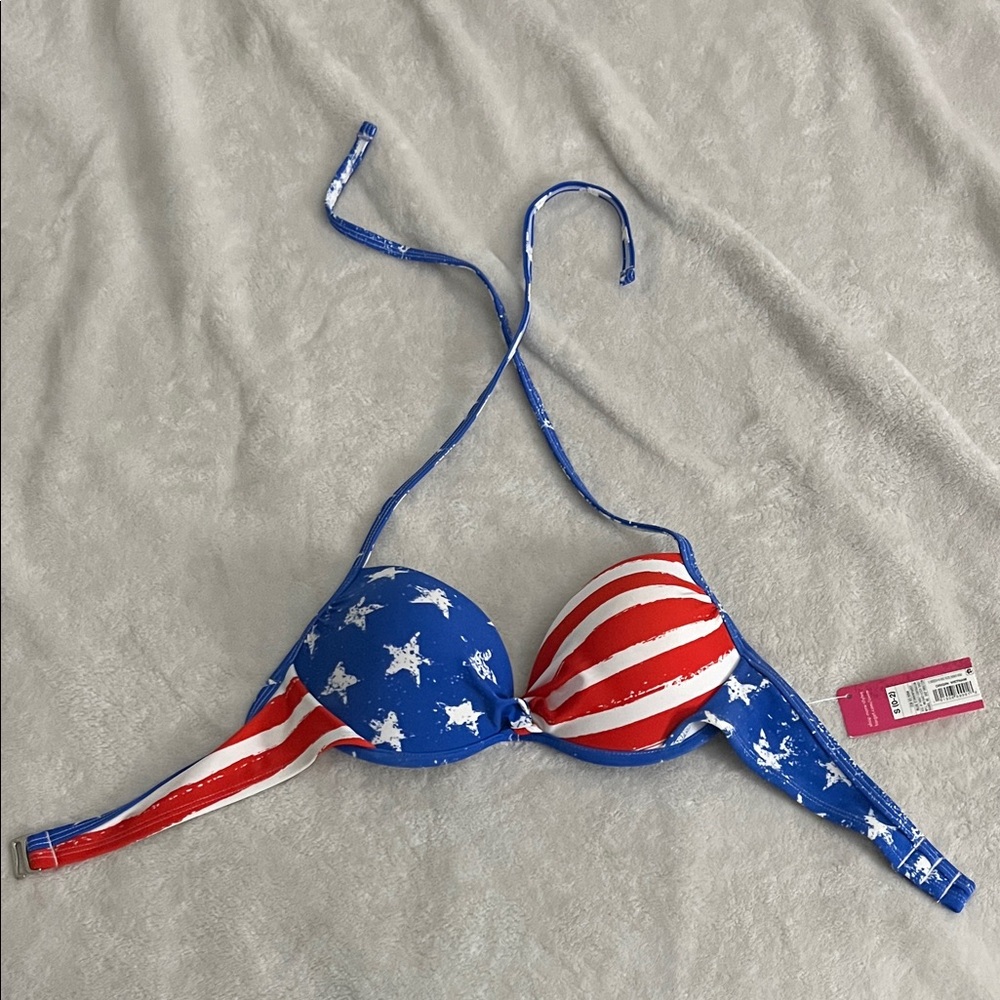 Xhilaration Blue and Red Star Bikini Top
